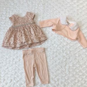 Matching dress with pants and cardigan